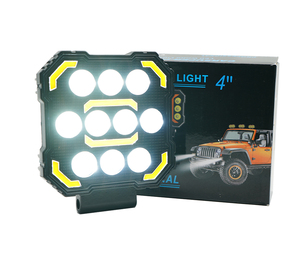 Phare <span class=keywords><strong>de</strong></span> travail LED carré avant <span class=keywords><strong>de</strong></span> 4 pouces pour moto, blanc et jaune, avec fonction flash et projecteur auxiliaire - Product Image 3
