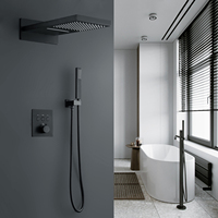 Ensemble de robinet de douche Thermostat de pluie de luxe Robinet de baignoire thermostatique mural avec système de massage Motif de pulvérisation de pluie