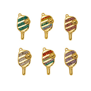 Abalorios para Palas de Pickleball Infantiles |   Colgantes Deportivos Coloridos de Acero Inoxidable Chapado en Oro PVD de 18K para la Creación de Joyería DIY - Product Image 6