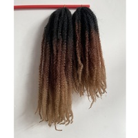 Cheveux synthétiques Ombre Marley Twist Afro Kinky Bulk pour tresses, 8, 12, 18, 24 pouces, 100g/paquet, 30 mèches, pour tresses cubaines au crochet et tresses Ghana
