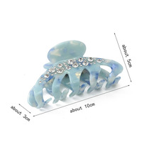 Pince à cheveux personnalisée en forme de citrouille avec fixation de queue de cheval de luxe entièrement ornée de diamants, pince à griffes creuse en acétate
