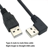 Kabel data USB Tipe A male ke male, kabel data usb kiri kanan atas bawah ke lurus