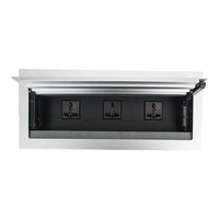 Boîte d'alimentation multifonctionnelle pour câble de bureau prises de courant encastrées avec couvercle rabattable double face