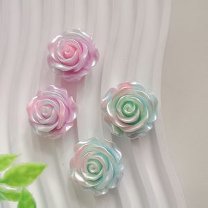 100 pièces de fleurs de <span class=keywords><strong>rose</strong></span> lumineuses kawaii, cabochons en résine à dos plat, mini fleurs, centre de nœud pour cheveux, embellissements DIY pour scrapbooking, téléphone - Product Image 6
