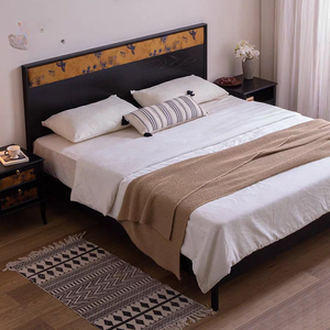 Base de Cama Moderna de Lujo en Madera Sólida con Cabecera de Tapicería Estilo Chinoiserie, Camas King Size con Plataforma Personalizadas - Product Image 4