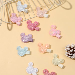 Accessoires de cheveux en Polyester doux pour enfants nouveau bébé pince à cheveux à paillettes chapeaux dessin animé inspiré postiches - Product Image 3