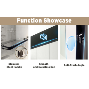 <span class=keywords><strong>Porte</strong></span> de douche <span class=keywords><strong>coulissante</strong></span> double en verre trempé de 56-60 " x 72 " avec film anti-explosion, cadre en aluminium, 1/4 (6 mm) - Product Image 3