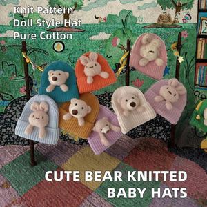 Chapeau en laine tricoté super mignon en forme d'ours, vente chaude, bonnet d'hiver pour garçons, filles et bébés âgés de 3 à 24 mois, pour le cyclisme - Product Image 2