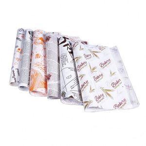 Papier d'emballage alimentaire en papier sulfurisé résistant à la graisse, personnalisé avec logo, pour pain brun, hamburger, sandwich au beurre - Product Image 3