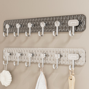 Yuehing Wall Mounted Adhesive Hooks 6 Holes Strong Self Adhesive For Kitchen Bathroom Towels <b>Clothes</b> <b>Storage</b> Rack - Product Image 3
