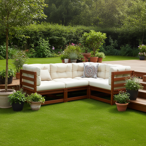Modular Garden Sofa Set In Wax Brown Solid Pine Wood High Quality Outdoor Furniture <b>Model</b> D0100H5ND3J - Product Image 2