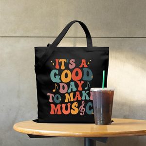 Bolsa de tela con diseño de notas musicales divertidas, ligera, de gran tamaño, regalo de cumpleaños para profesores y amigos, diseño de trabajo, es un <span class=keywords><strong>buen</strong></span> día, 35*40cm - Product Image 6