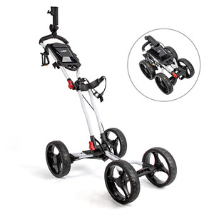 Chariot de golf pliable léger à 4 roues avec porte-parapluie et porte-boissons PEQBLC01004 - Product Image 4