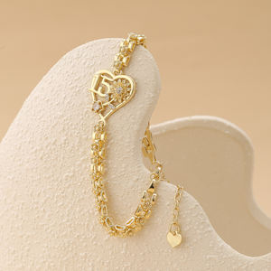 <span class=keywords><strong>Bracelet</strong></span> Tournesol en Or 14 carats Plaqué Or pour Femmes et Filles, <span class=keywords><strong>Bracelet</strong></span> Délicat pour 15 <span class=keywords><strong>Ans</strong></span>, <span class=keywords><strong>Bracelet</strong></span> Chaîne de Montre Fleur Quinceanera, Cadeau - Product Image 5