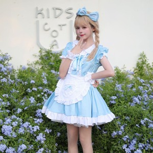 Zixiao Alice Cosplay Costume Sky Blue Dress Women Adult Anime Wonderland Maid Outfit Polyester Fabric - Product Image 4