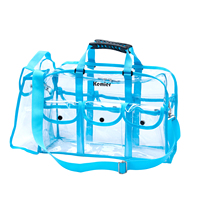 Sac cosmétique transparent imperméable pour maquilleur, grand sac fourre-tout en PVC transparent avec poignée et sangle amovible et logo en stock