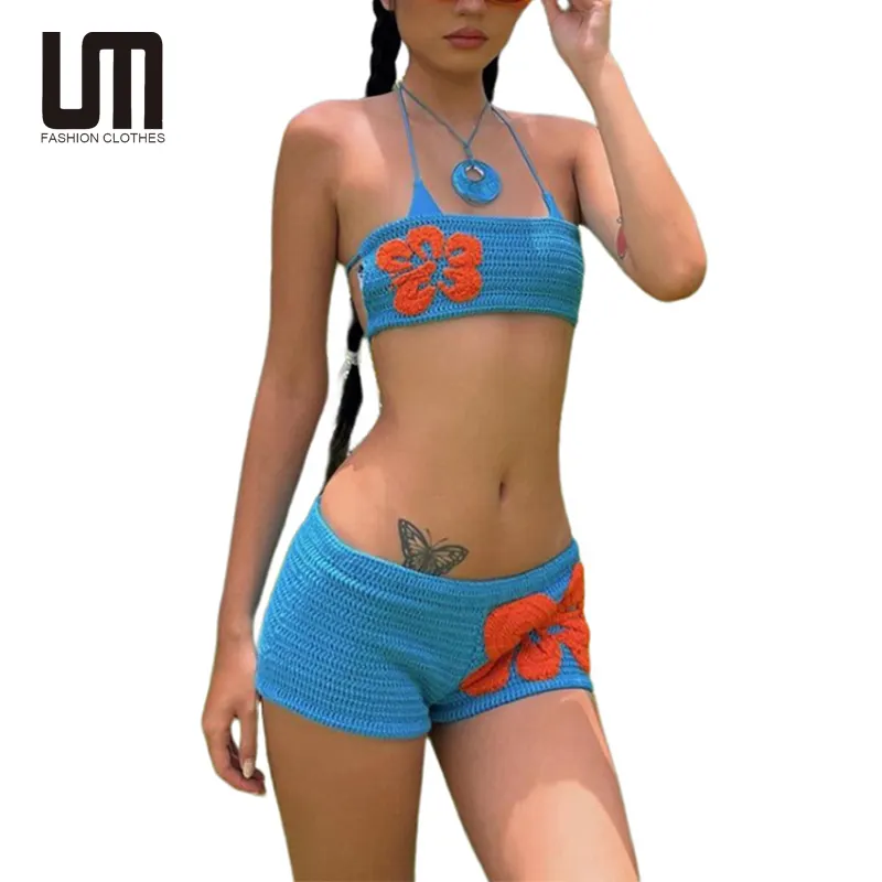 Liu Ming femmes été sans bretelles hauts tricotés ensemble short et short nouveau Style pour décontracté et Sexy Club tenues OEM Service disponible