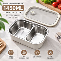 White-Label Edelstahl-Lunchbox 1650ml 1450ml Mit Silikondichtungsdeckel Individuelles Logo Direktlieferung ab Werk für Einzelhändler