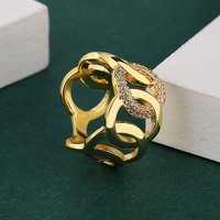 Bague de chaîne cubaine en or 18K zircon pour hommes et femmes, bijou de luxe, personnalité simple, nouvelle mode