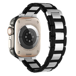 New Rubber + Stainless Steel Magnetic Strap for Apple Watch Series 9 8 7 6 SE 41mm 49mm 42mm Metal Bracelet Band 45 44 38 mm - Product Image 3