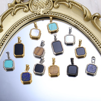 Vente en gros de pierres précieuses, pendentif en coquille de turquoise, bijoux, pierre naturelle, carré, lapis lazuli, émail, malachite
