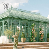 Grande Serre de Jardin de Luxe Victorienne à Double Dôme en Fer Forgé pour Projet de Construction de Villa