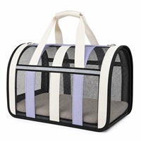 Sac de transport pliable pour animaux de compagnie, sac de voyage pour chat, grand espace, maille respirante, tissu Oxford, sac à main avec anneau en D, bandes réfléchissantes 3