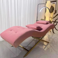 Table de soin esthétique incurvée avec appui-tête réglable pour cils et sourcils, blanche, lit de spa de luxe pour salon de beauté