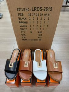 Sandales plates en cuir véritable pour femmes CLSD, mules d'été avec détails dorés, pantoufles à 1,90 $ la paire - Product Image 6