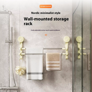 Porte-Serviettes <span class=keywords><strong>Extensible</strong></span> à Double Barre en Acier Inoxydable Vente en Gros, <span class=keywords><strong>Étagère</strong></span>s de Rangement Murales à Ventouse pour Salle de Bain et Toilettes - Product Image 3