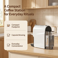 Machine à café à capsules 20 bars avec volumes d'espresso et de lungo réglables, réservoir amovible de 0,65 L pour la maison et le bureau