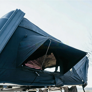 Tente de toit rigide pliable 4 saisons pour voiture 4x4 noire, tente de toit de camping imperméable en aluminium avec échelle pour voitures - Product Image 1