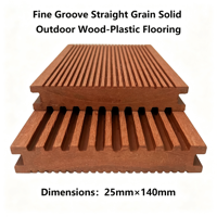 Revêtement de terrasse extérieur en WPC massif à grain droit et rainures fines 140mmx25mm pour jardin, patio et cour arrière – Revêtement composite écologique
