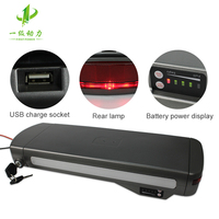 Batterie au lithium 36V 10ah, support arrière 10s4p noir Li-ion pour moteur 350w kit de vélo électrique