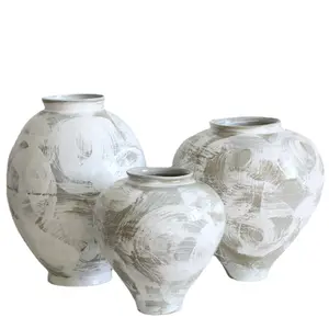 Rustic minimalist nordic flower modern creative clay ornaments home decor hand painted matte wedding ceramic white vase