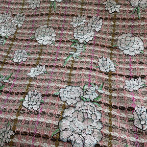 Tela de <span class=keywords><strong>Tweed</strong></span> <span class=keywords><strong>Rosa</strong></span> con Bordado de Lentejuelas Florales para Chaqueta, Falda, Bolso, Sofá y Decoración de Tapicería Textil para el Hogar - Product Image 2