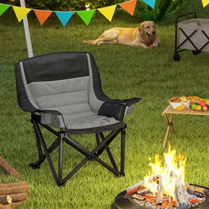 Silla Plegable Portátil para Camping, Tela Oxford Gris, Marco de Aluminio, con Portavasos, Bolsillos Laterales, Bolsa de Transporte, para Uso en Exteriores y Jardín - Product Image 3