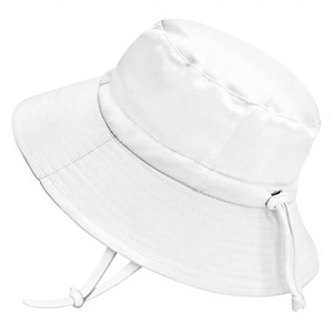 Sombrero de Pescador para Niños Pequeños <span class=keywords><strong>JAN</strong></span> & JUL con Protección UV, Rayas y Correa, Resistente al Agua, para Verano (XL 5-12 Años, Blanco) - Product Image 3