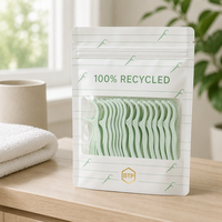 Pochette d'emballage pour cure-dents en PE entièrement recyclable avec fenêtre transparente, fermeture éclair et soudure trois côtés, impression personnalisée