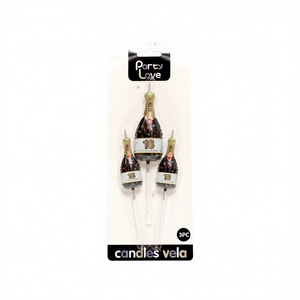 Bougie d'anniversaire Party Love Champagne 18 ans, lot de 3 - Product Image 3