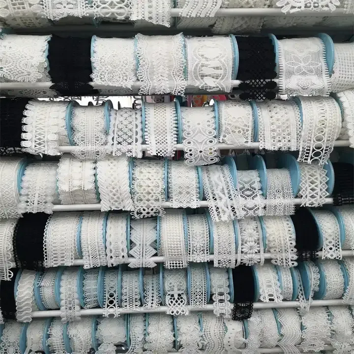 ZJ-tela de algodón con bordado para mujer, tejido elástico de guipur con borde blanco, ropa personalizada