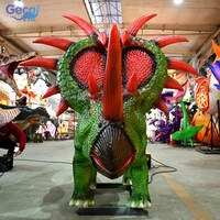 Dinosaures animatroniques grandeur nature pour parc d'attractions, modèle de dinosaure mécanique pour exposition, capteur infrarouge, Styracosaurus