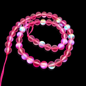 Matte Aurora Crystal Glass <strong>Beads</strong>, Flash Glitter, Shining Mermaid, <strong>Round</strong> Loose Aura <strong>Bead</strong>, Frosted Moonstone, 6mm, 8mm, 10mm - Product Image 4