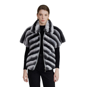 Gilets en fourrure de lapin pour <span class=keywords><strong>femme</strong></span> Chinchilla New Coming Winter Real Fur Vest - Product Image 2