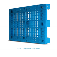 Palette en plastique bleue à grille, robuste, empilable, à 4 entrées, 9 pieds, reticulée, pour entrepôt