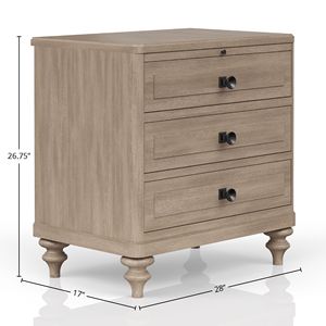 Mesita de Noche Moderna de Madera Maciza con 3 Cajones y Acabado Arena para Dormitorio o Sala de Estar - Product Image 6