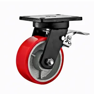 4"5"6"8"10"12"Heavy Duty Caster Wheels Cast Iron PU Wheels Trolley Caster Machinery Caster High Loading Wheels