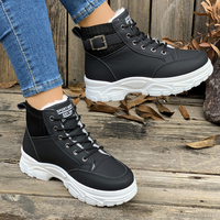 Chaussures d'hiver pour femmes à semelle épaisse, doublées de fourrure, à lacets, plateforme haute, chaudes, tendance, multicolores.