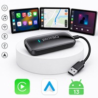Ottocast 2-en-1 AI Box Adaptateur sans fil CarPlay Android Auto Commande au volant 4G+32G Portable Android 13 Netflix YouTube
