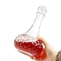 Carafe à whisky de luxe en verre gaufré motif diamant 500 ml 800 ml avec bouchon en verre pour vin rouge